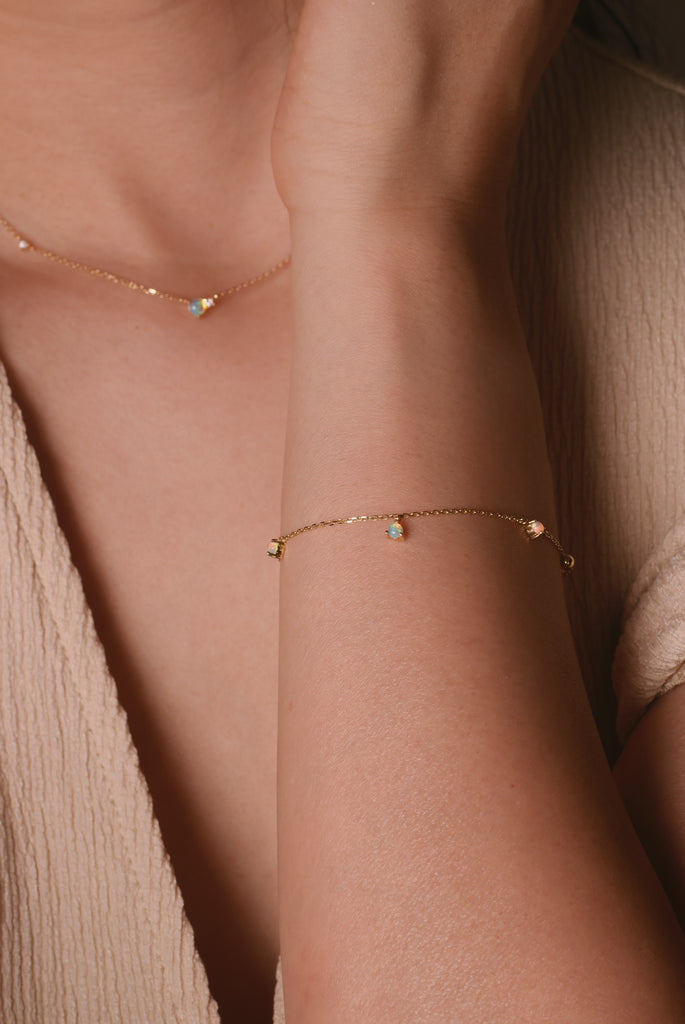 Zodiac Opal Bracelet in Yellow Gold