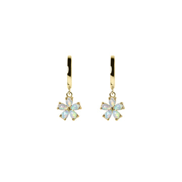 Hana Opal Huggie Earrings in Yellow Gold