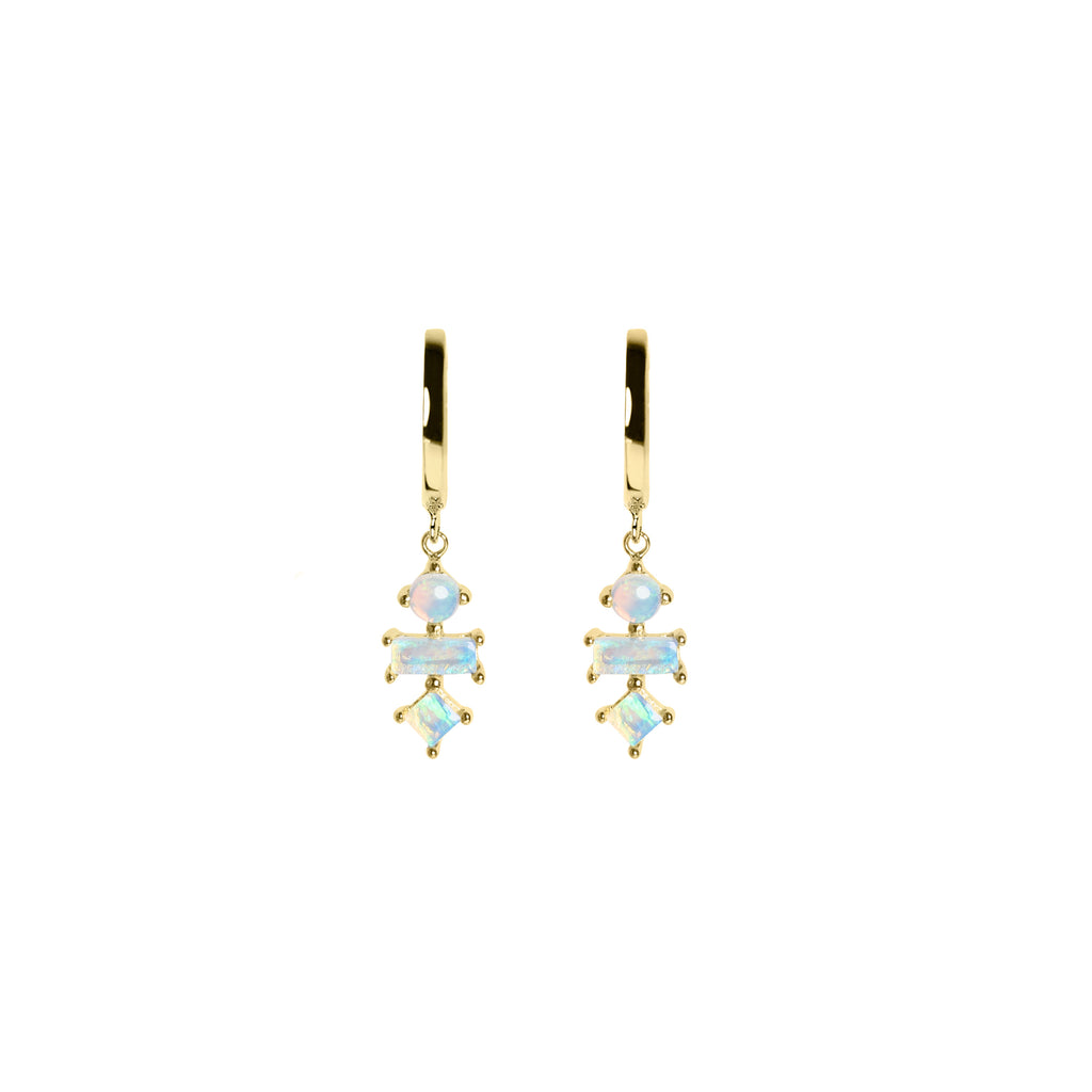 Katachi Opal Huggies in Yellow Gold