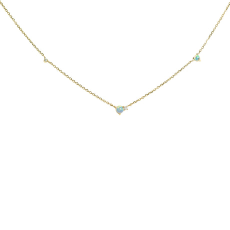 Zodiac Opal Necklace with Diamonds in Yellow Gold