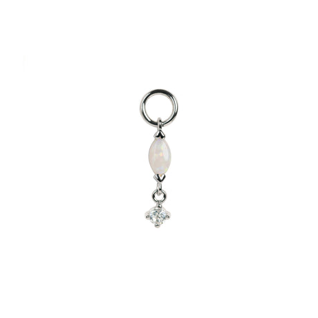 Marquise Opal Charm in Sterling Silver, White