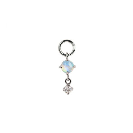 Round Opal Charm in Sterling Silver, Blue