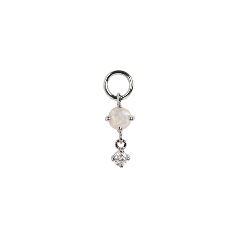 Round Opal Charm in Sterling Silver, White