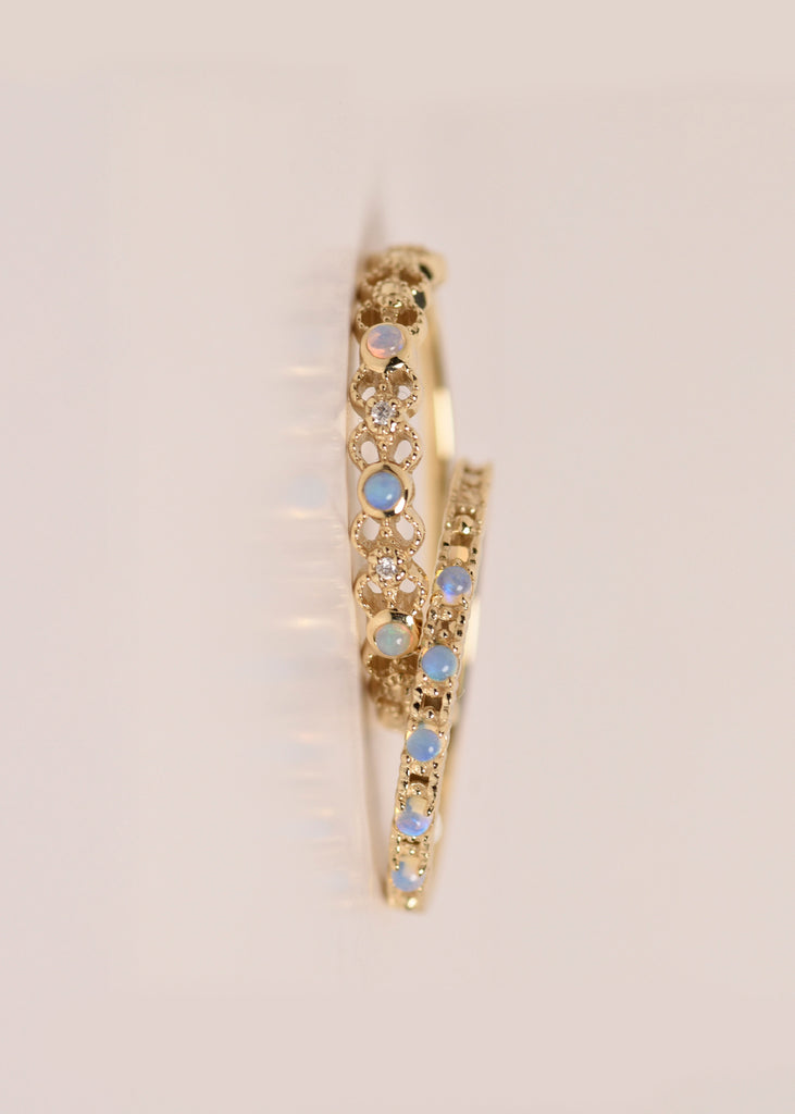 Ayaka Opal Ring with Diamonds in Yellow Gold Mood Shot

