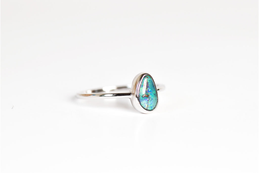 Bali Boulder Opal Ring in Sterling Silver - Three-Quarter View