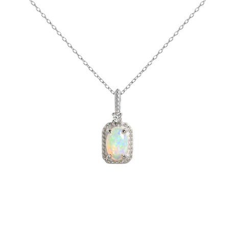 Belle Opal Pendant in White Gold - Blue Green