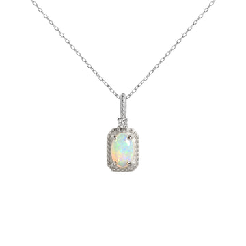 Belle Opal Pendant in White Gold - Blue Green