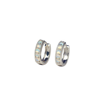 Bliss Blue Opal Hoop Earrings in Sterling Silver