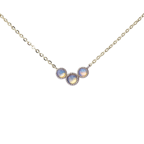 Bliss Blue Opal Necklace in Sterling Silver, Three Stones