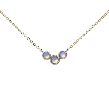 Bliss Blue Opal Necklace in Sterling Silver, Three Stones