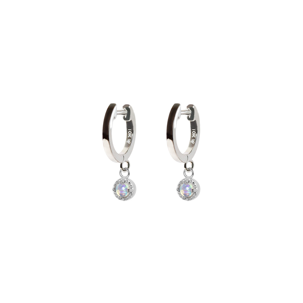Bliss Opal Drop Earrings in White Gold, Blue - Side View