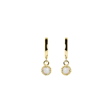 Bliss Opal Drop Earrings in Yellow Gold, White