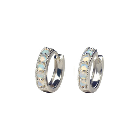Bliss Opal Hoop Earrings in Sterling Silver, Blue