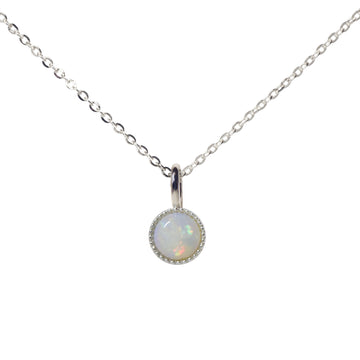 Bliss White Opal Necklace in Sterling Silver