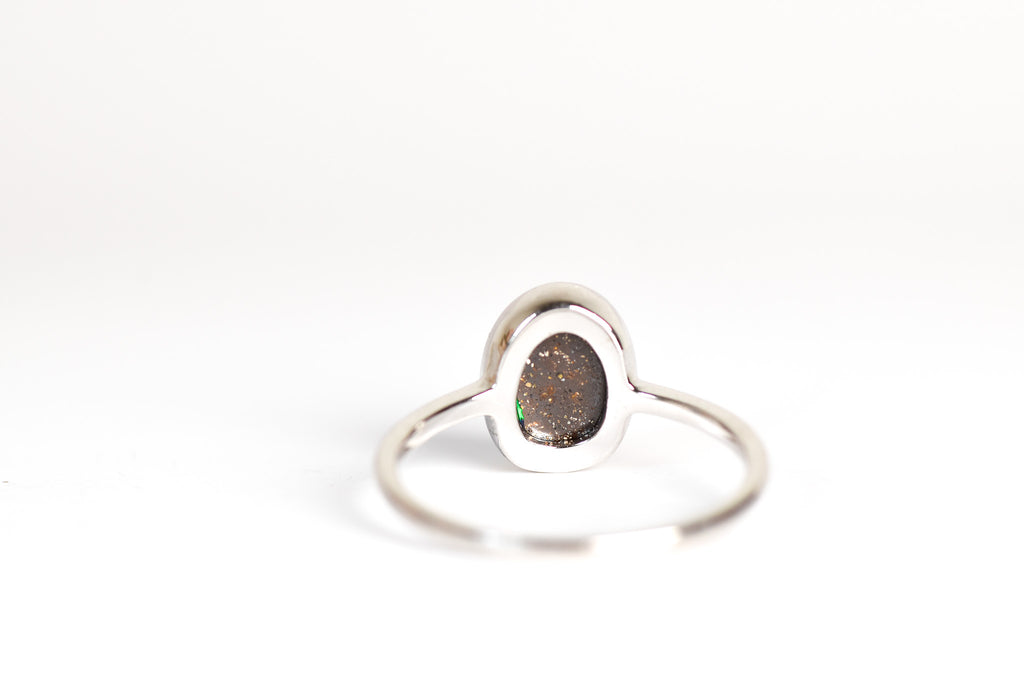 Blue Vein Boulder Opal Ring in Sterling Silver - Back View