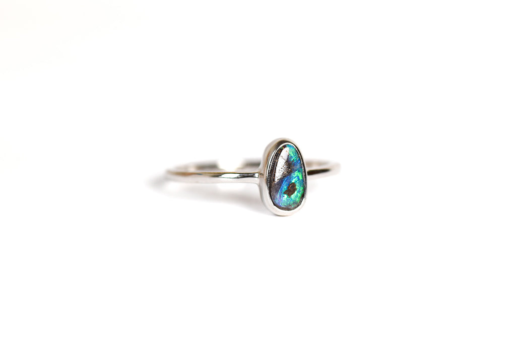 Bora Bora Boulder Opal Ring in Sterling Silver - Three-Quarter View