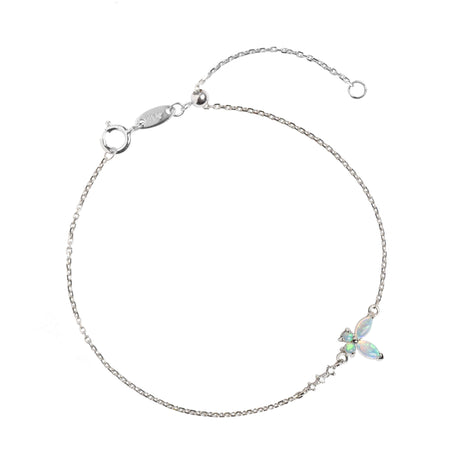 Butterfly Opal Bracelet with Diamonds in White Gold