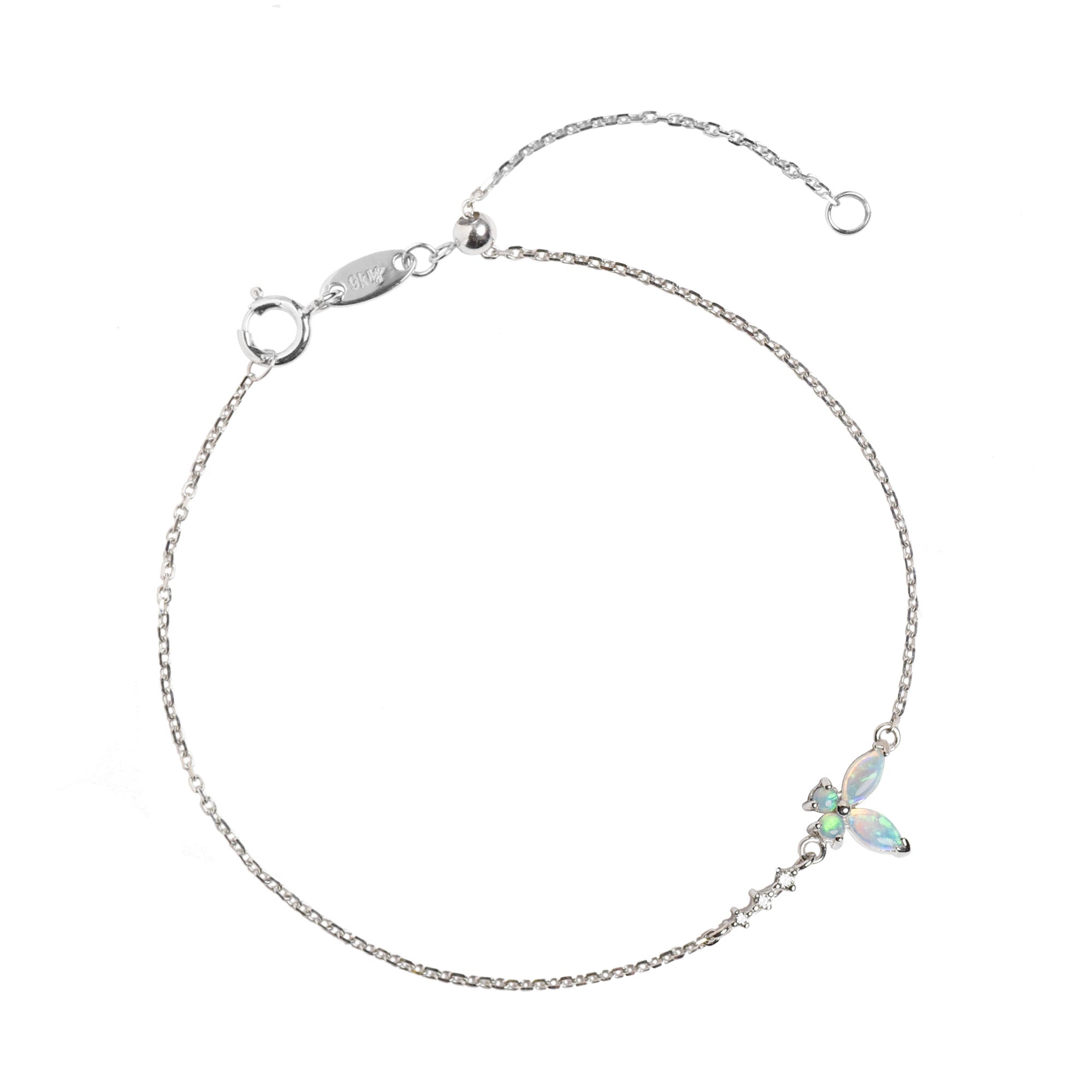 Butterfly Opal Bracelet with Diamonds in White Gold Michelle