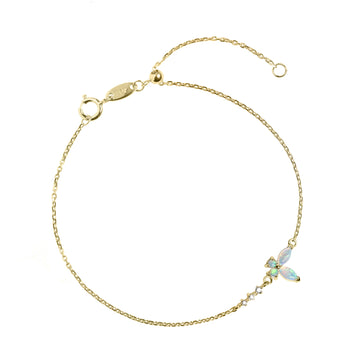Butterfly Opal Bracelet with Diamonds in Yellow Gold