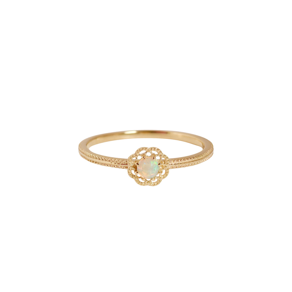 Camellia Opal Ring in Yellow Gold
