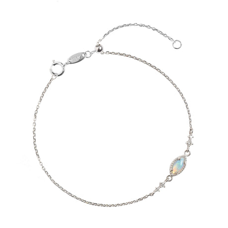 Cascade Opal Bracelet with Diamonds in White Gold, Blue