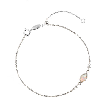 Cascade Opal Bracelet with Diamonds in White Gold, Red