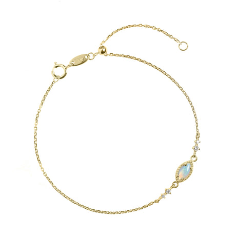 Cascade Opal Bracelet with Diamonds in Yellow Gold, Blue