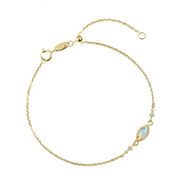 Cascade Opal Bracelet with Diamonds in Yellow Gold, Blue