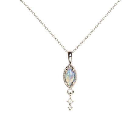 Cascade Opal Necklace with Diamonds in White Gold