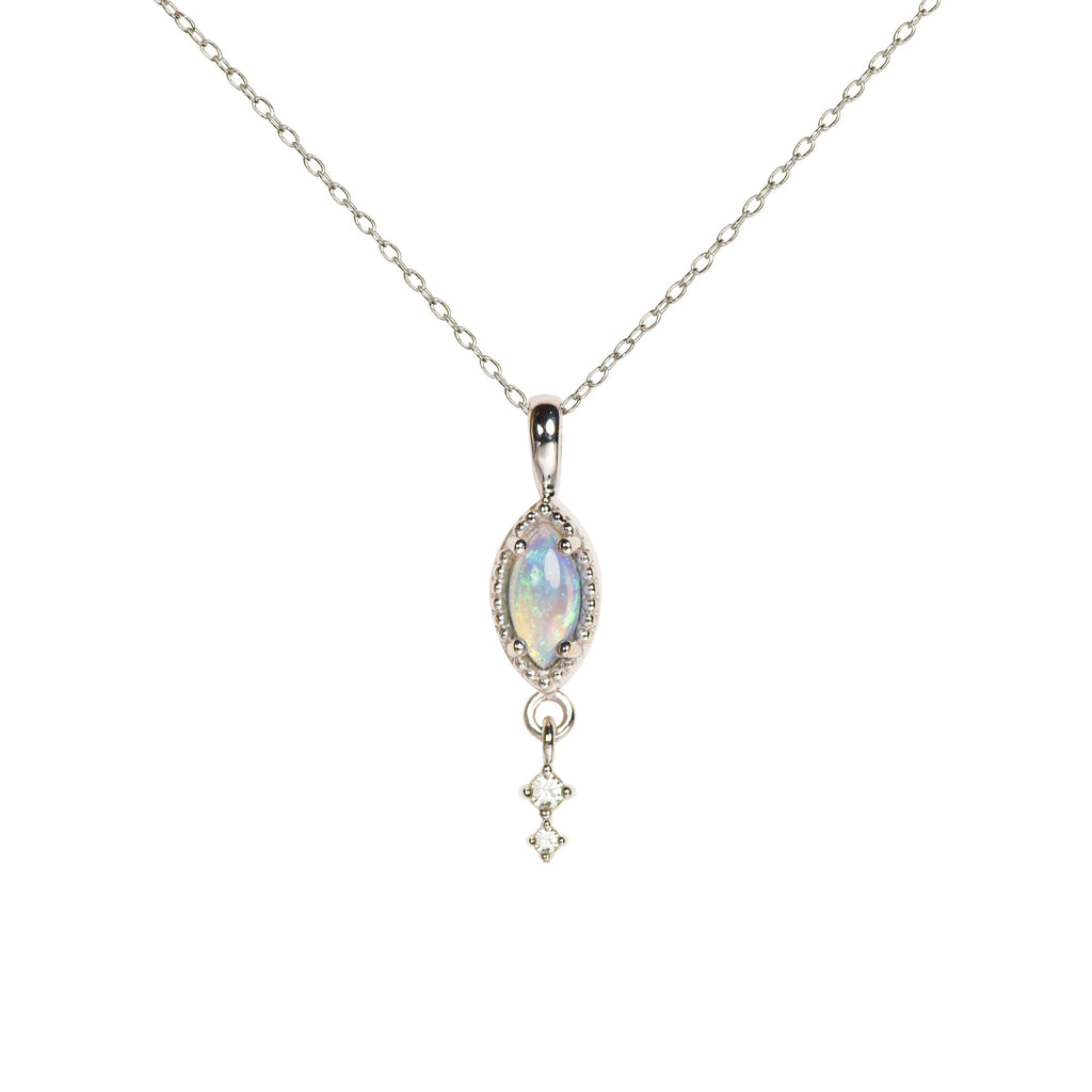 Cascade Opal Necklace with Diamonds in White Gold