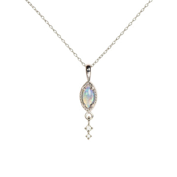 Cascade Opal Necklace with Diamonds in White Gold