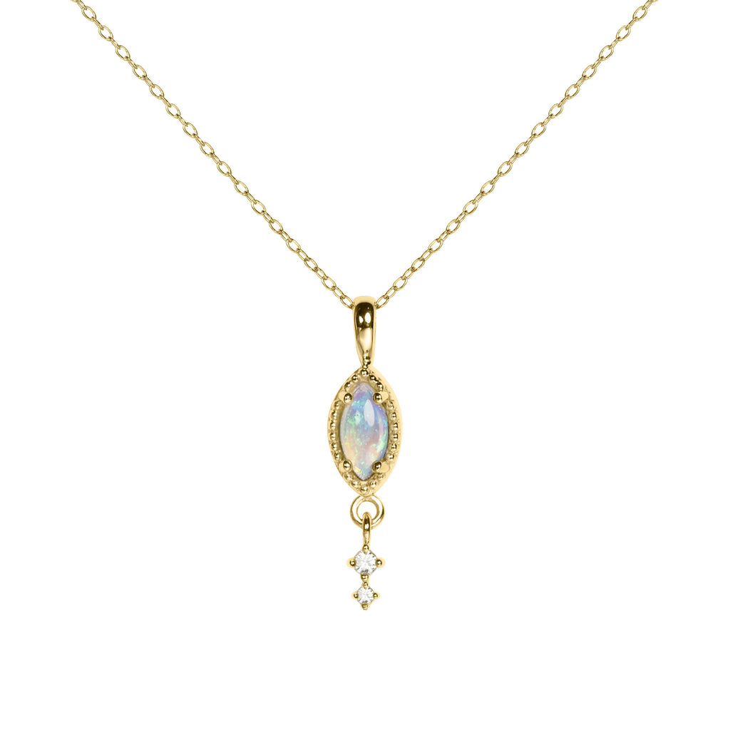 Cascade Opal Necklace with Diamonds in Yellow Gold