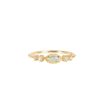 Cascade Opal Ring with Diamonds in Yellow Gold
