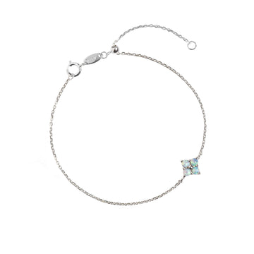 Clover Blue Opal Bracelet in White Gold