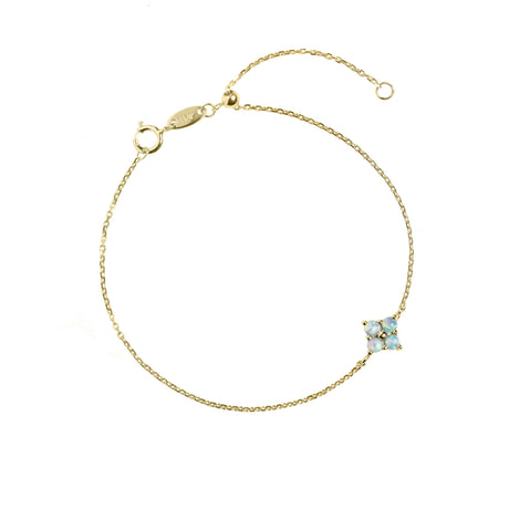 Clover Opal Bracelet in Yellow Gold, Blue