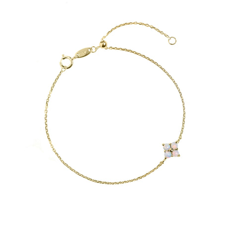 Clover Opal Bracelet in Yellow Gold, Red