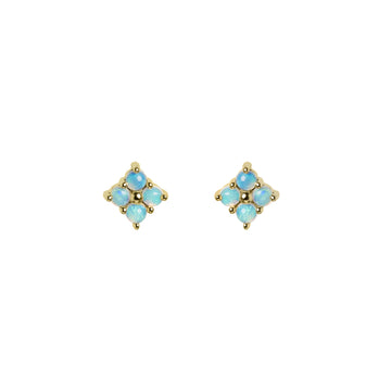 Clover Opal Earrings in Yellow Gold, Blue
