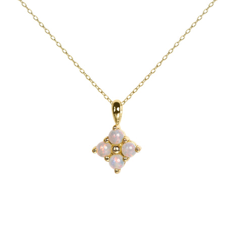 Clover Opal Necklace in Yellow Gold, Red