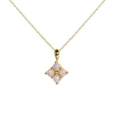 Clover Opal Necklace in Yellow Gold, Red
