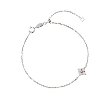 Milky Opal Clover Bracelet in White Gold