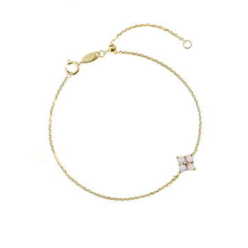 Clover Red Opal Bracelet in Yellow Gold