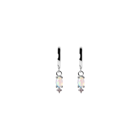 Grace Opal Hoop Earrings with Diamonds in White Gold