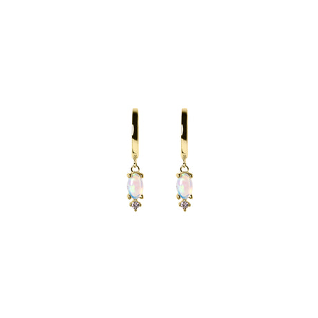 Grace Opal Hoop Earrings with Diamonds in Yellow Gold