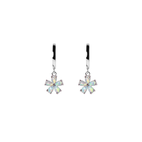 Hana Opal Huggie Earrings in White Gold