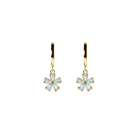 Hana Opal Huggie Earrings in Yellow Gold