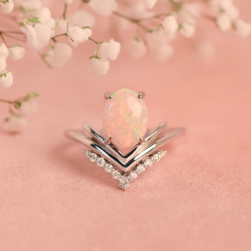 Hanabi Opal Engagement Ring with Diamonds in White Gold