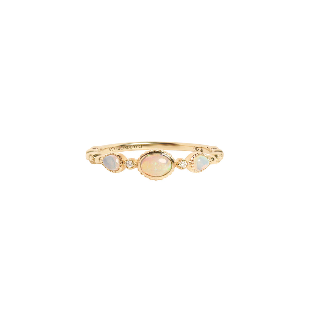 Hitomi Opal Ring with Diamonds in Yellow Gold

