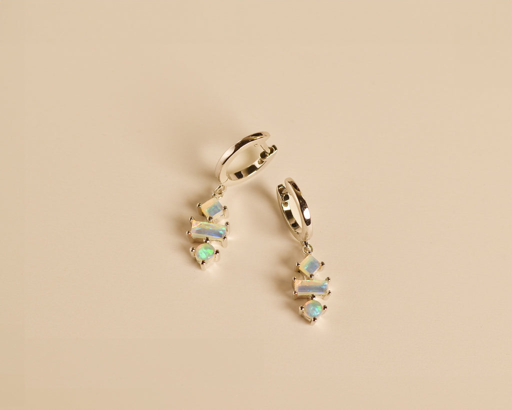 Katachi Opal Drop Earrings in White Gold - Mood Shot