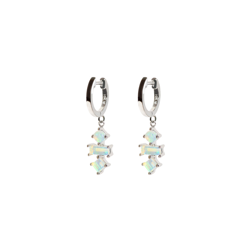 Katachi Opal Drop Earrings in White Gold - Side View