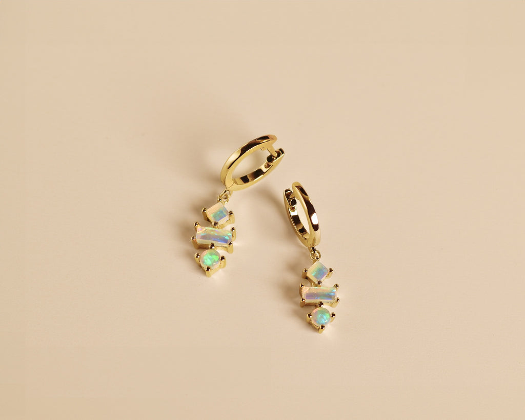 Katachi Opal Drop Earrings in Yellow Gold - Mood Shot
